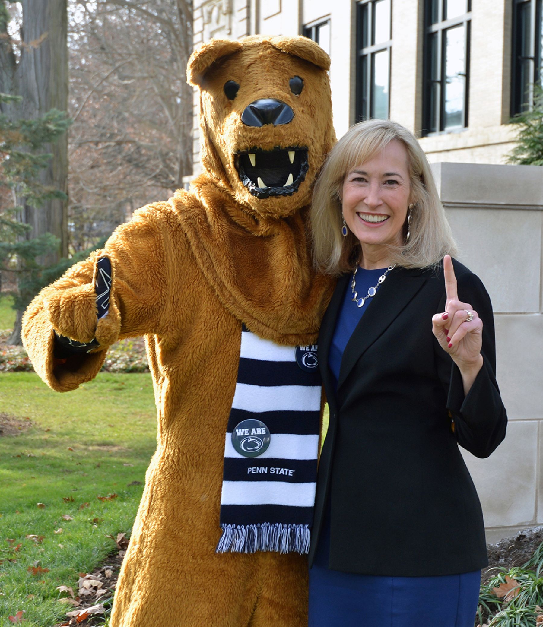 Dean Hardin with the Nittany Lion mascot
