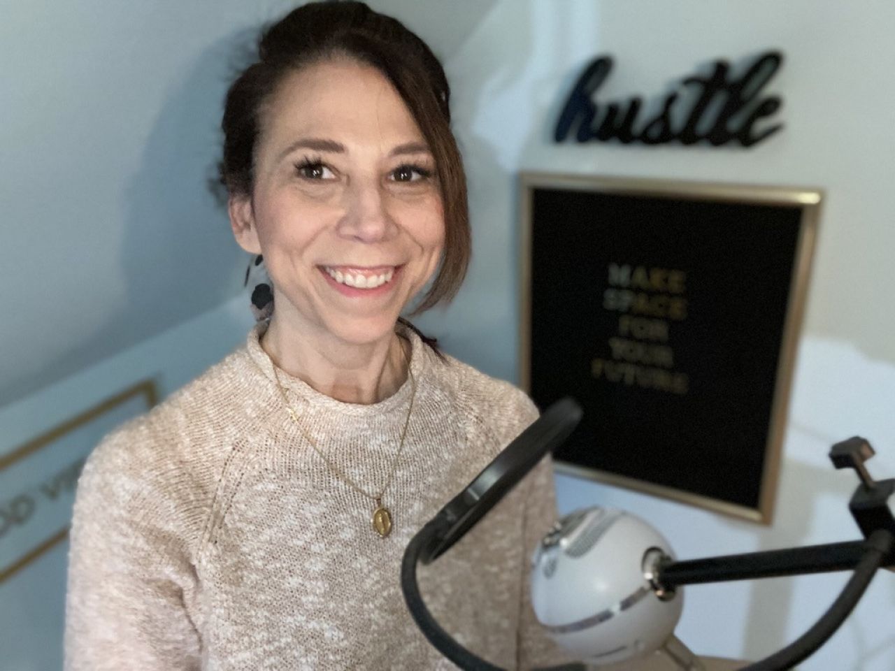 Podcaster Michelle Kinsman in her studio.