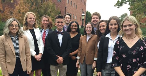 A group shot of the eleven students selected as Bellisario College Fellows
